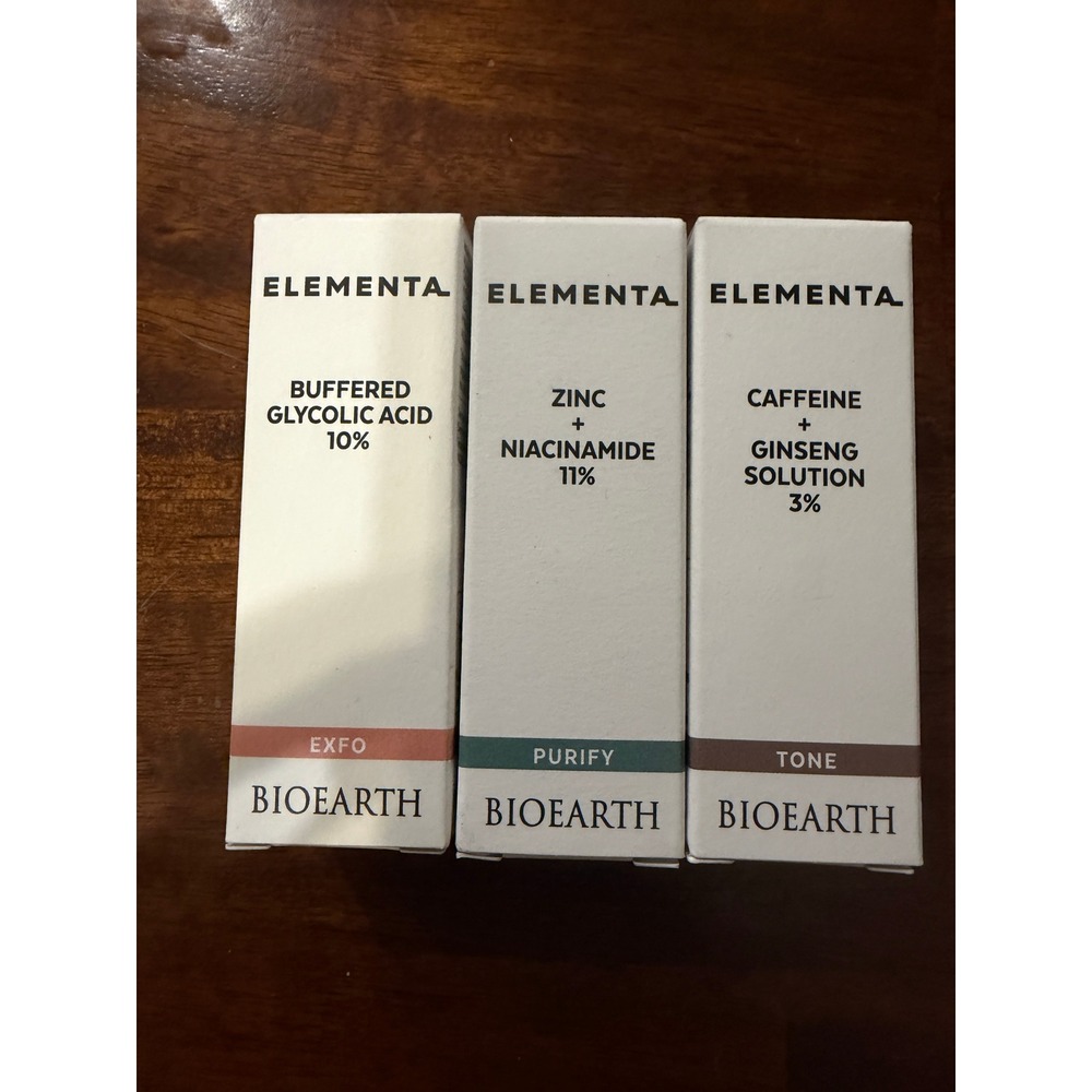 Bioearth Elementa Serum Trio Glycolic Acid Niacinamide Caffeine 15ml Set